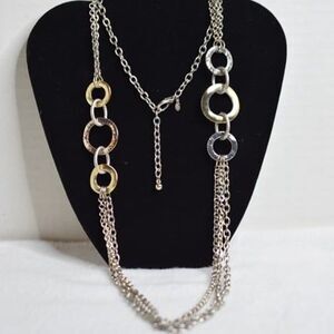Premier Designs Chains On Chains Gold/Silver Tone Large Link Like New Necklace